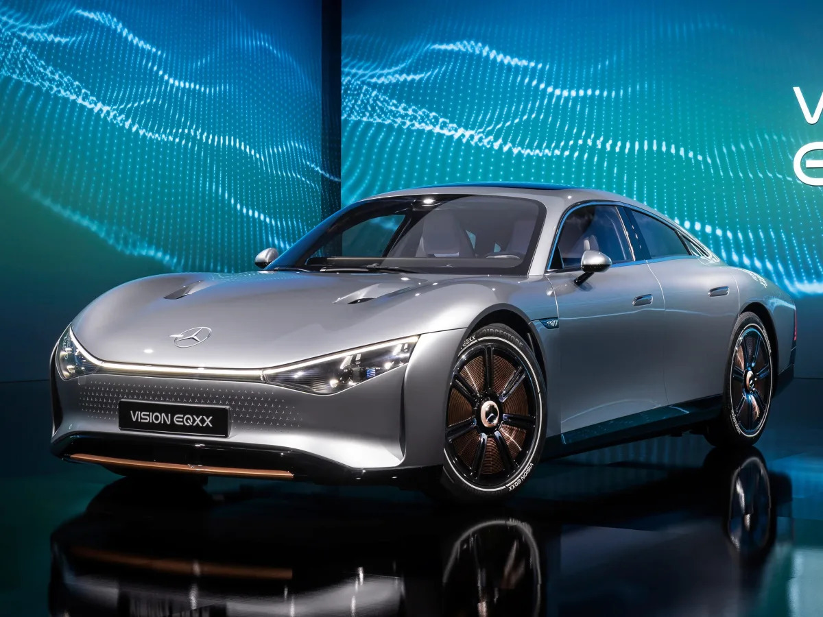 Mercedes-Benz revealed a sleek electric car with Tesla-crushing range, solar panels, and a 47.5-inch screen
