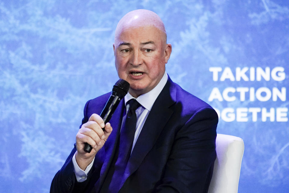 Unilever CEO Alan Jope speaks at the Clinton Global Initiative, Monday, Sept. 19, 2022, in New York. (AP Photo/Julia Nikhinson)