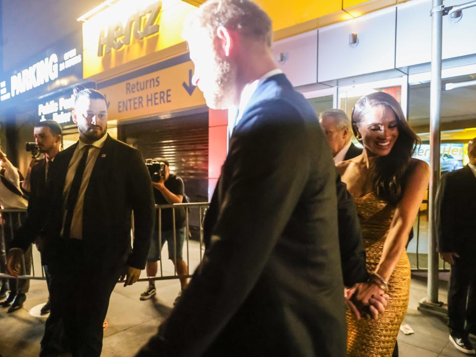 Meghan Markle and Prince Harry outside the Hertz rental car facility on May 16, 2023