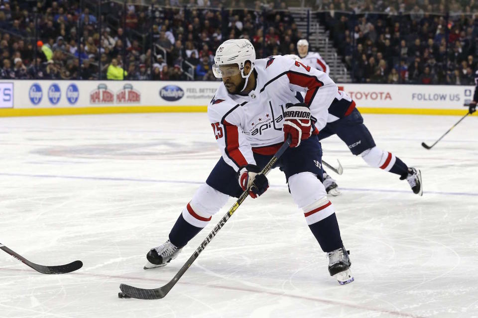 Devante Smith-Pelly is among four wingers invited to the Calgary Flames training camp on a professional tryout. (Russell LaBounty-USA TODAY Sports)