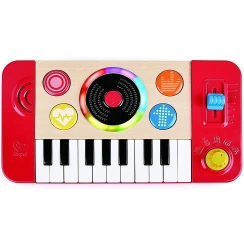 <p><strong>Hape</strong></p><p><strong>$39.99</strong></p><p>Your toddler is ready for their DJ set! They can play the keyboard using one of four instrument sounds, and also add one of five backing tracks, <strong>using the buttons and slider to change the tempo or add sound effects</strong>. The record scratches, too. <em>Ages 1+</em></p>