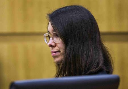 Jodi Arias sits in the Maricopa County Superior Courtroom in Phoenix, Arizona, October 21, 2014. REUTERS/Tom Tingle/The Arizona Republic/Pool