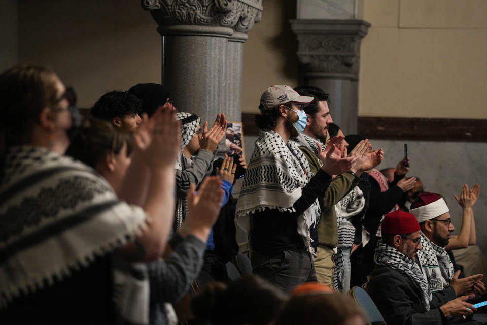 Many gather at Cincinnati City Hall to express frustration about the ongoing war in the Middle East. Cincinnati City Council, like many cities across the country, issued a resolution stating its position on the war. The resolution calls for a six-week ceasefire.