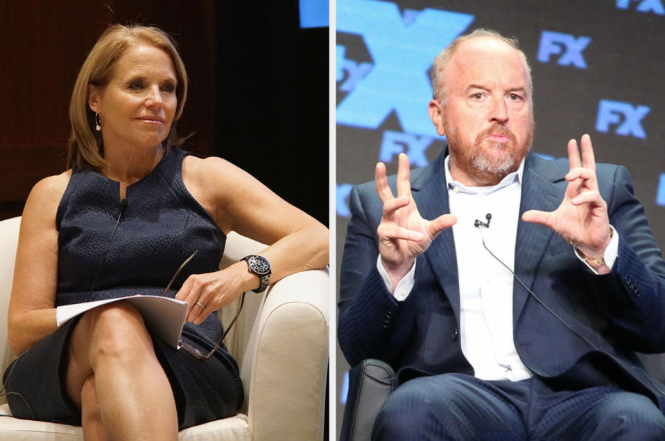Katie Couric on the left. Louis CK on the right