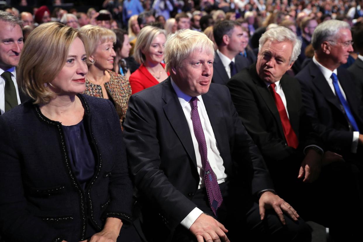 Amber Rudd, Boris Johnson and David Davis all spoke in Parliament on Brexit: Getty