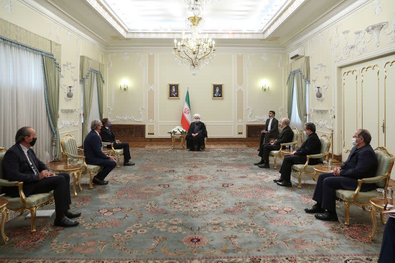 Iranian President Hassan Rouhani meets with International Atomic Energy Agency (IAEA) Director General Rafael Grossi in Tehran