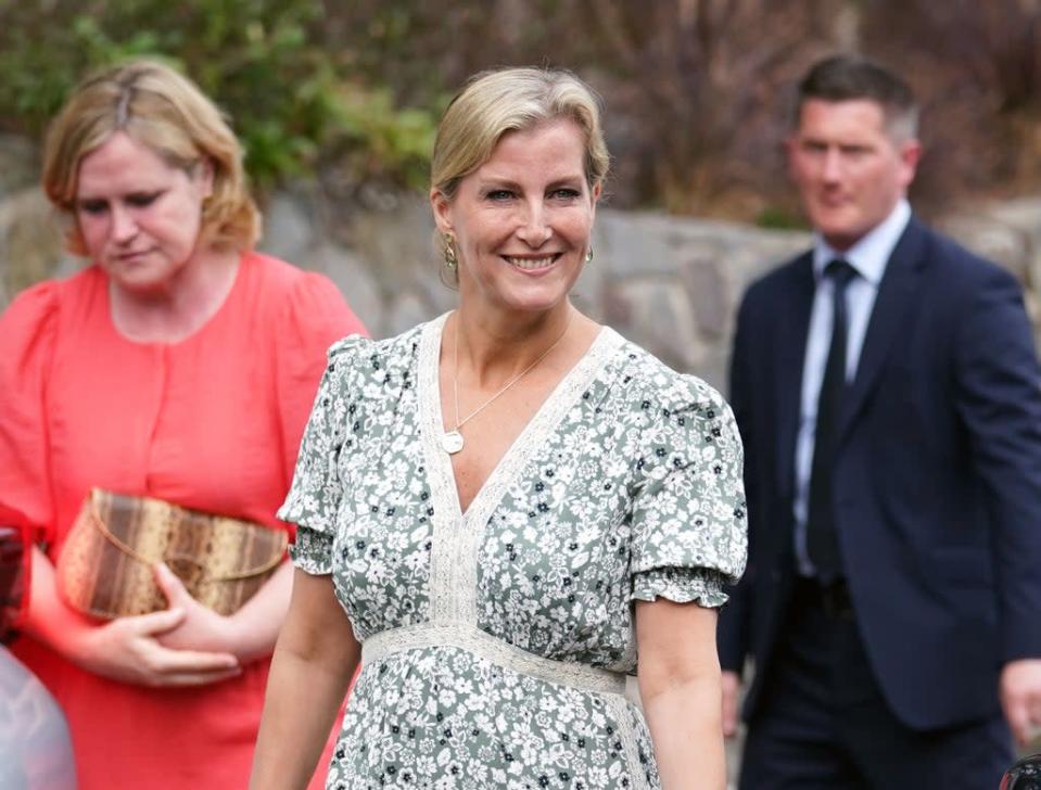 Countess of Wessex arriving with Earl of Wessex (not pictured) at the High Commissioners residence, St Lucia, as they continue their visit to the Caribbean, to mark the Queen&#x002019;s Platinum Jubilee. Picture date: Tuesday April 26, 2022. (PA Wire)