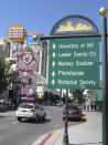 This photo taken Aug. 19, 2019 shows the Circus Circus casino's famous clown in downtown Reno, Nev., a block from the casino-hotel tower where about 1,300 University of Nevada students will live this school year. A gas explosion in July shut down indefinitely the school's two largest residence halls on campus a half-mile away. (AP Photo/Scott Sonner)