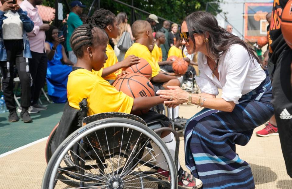 Meghan Markle at the Giant of Africa Foundation in Nigeria on May 12, 2024. AP