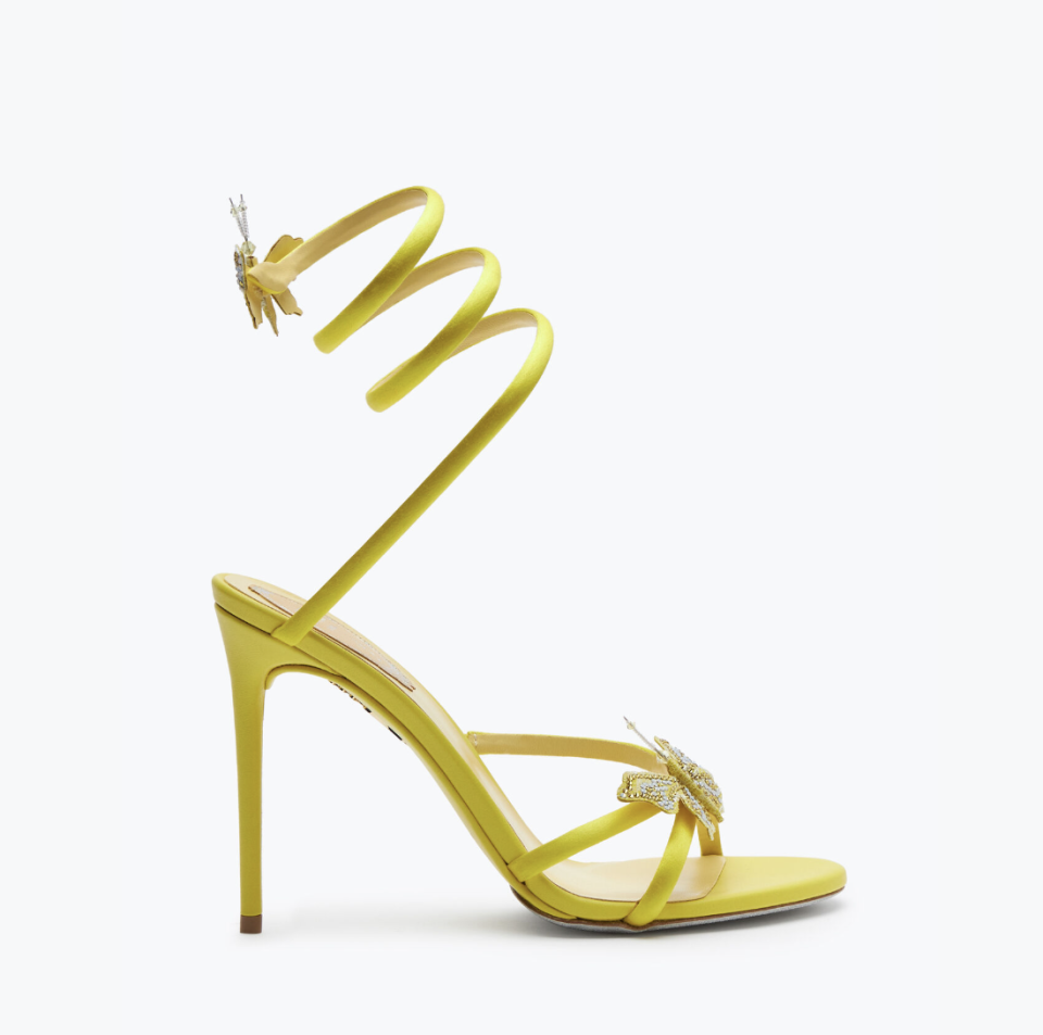 A closer look at the Butterfly Yellow sandals from Rene Caovilla