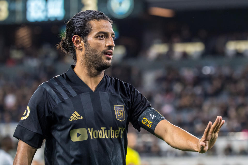 LAFC's Carlos Vela will miss the MLS is Back Tournament, per an LA Times report. (Shaun Clark/Getty Images)