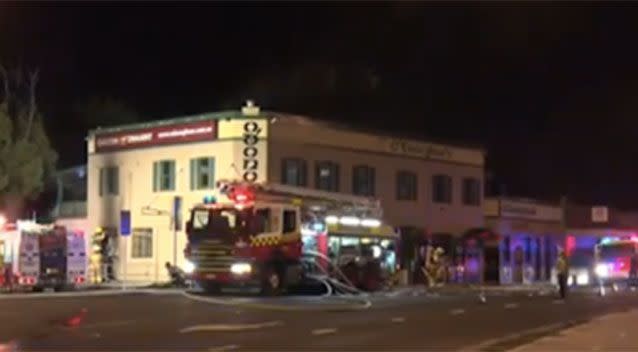 A man has died after he and another man suffered serious burns after an arson attack at a southwest Sydney pub early Friday morning. Pictures: 7 News