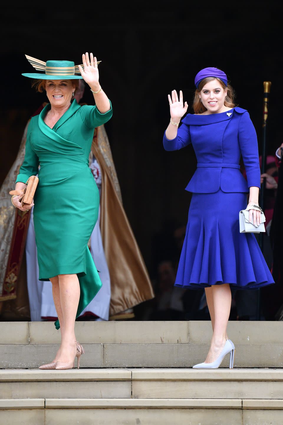 <p>Princess Beatrice wore a gorgeous boatneck-style blue dress while attending her sister, <a href="https://www.townandcountrymag.com/society/tradition/a15841755/princess-eugenie-jack-brooksbank-wedding/" rel="nofollow noopener" target="_blank" data-ylk="slk:Princess Eugenie’s;elm:context_link;itc:0;sec:content-canvas" class="link ">Princess Eugenie’s</a>, wedding. Beatrice served as Eugenie’s Maid of Honor on the special day.</p>