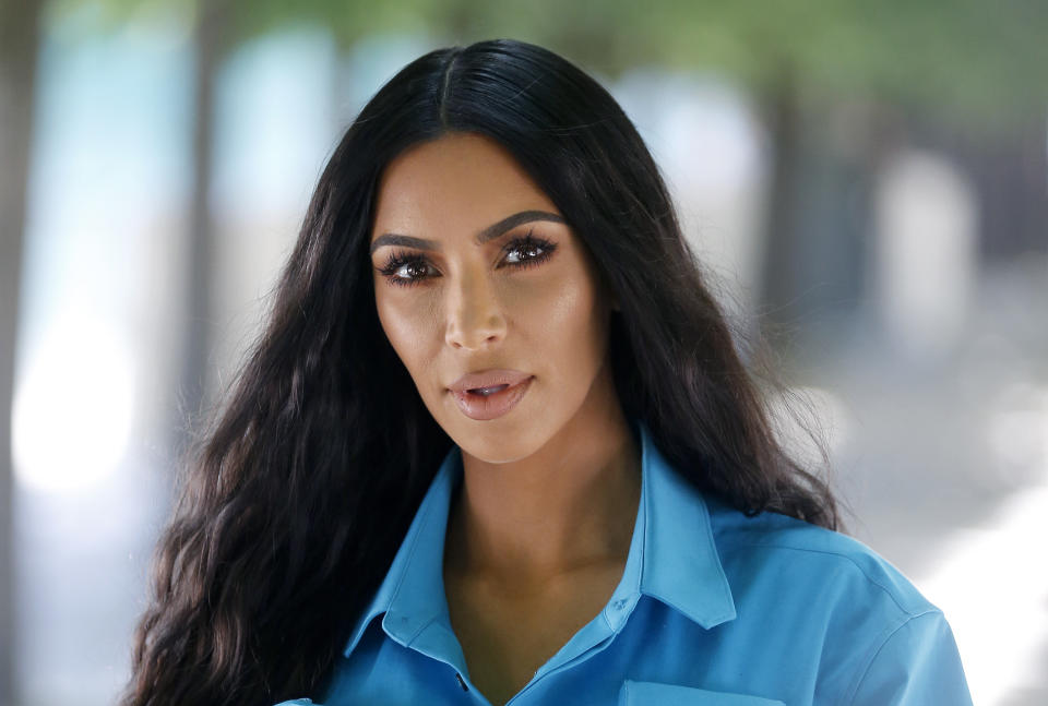 PARIS, FRANCE - JUNE 21:  Kim Kardashian attends the Louis Vuitton Menswear Spring/Summer 2019 show as part of Paris Fashion Week Week on June 21, 2018 in Paris, France.  (Photo by Chesnot/WireImage)