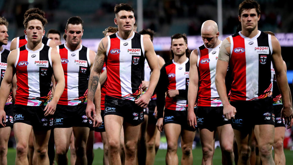 St Kilda's promising AFL campaign stands at a crossroads after Sydney consigned them to a thirtd straight loss last weekend. (Photo by Brendon Thorne/AFL Photos/via Getty Images)