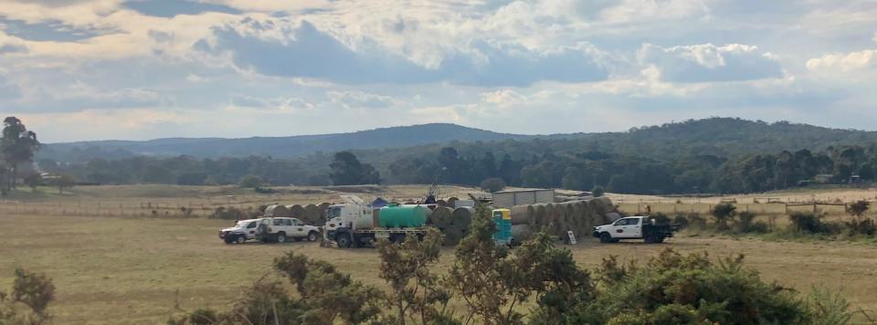 Previous diamond drilling with Belltopper Hill in the background.