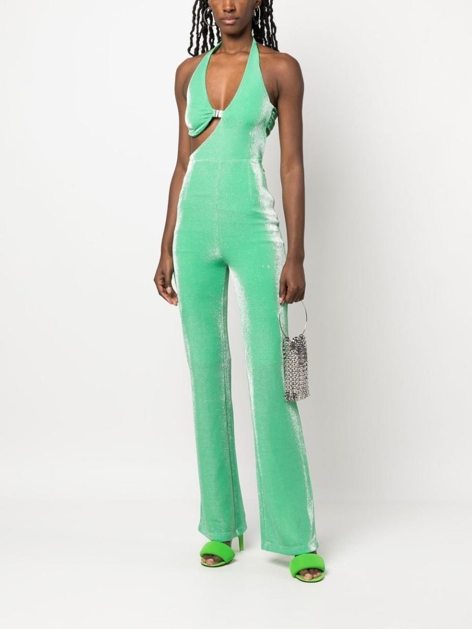 ROTATE Cut-out Detailing Metallic Jumpsuit