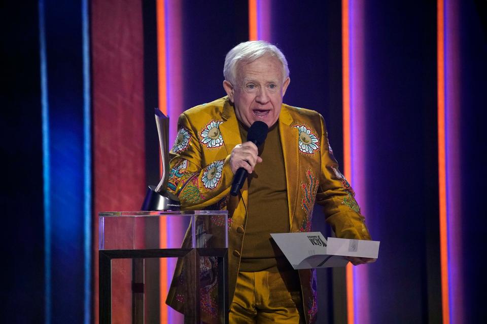 Leslie Jordan presents the award for Duo of the Year to dan and Shay during the 56th ACM awards in Nashville on Sunday, April 18, 2021.