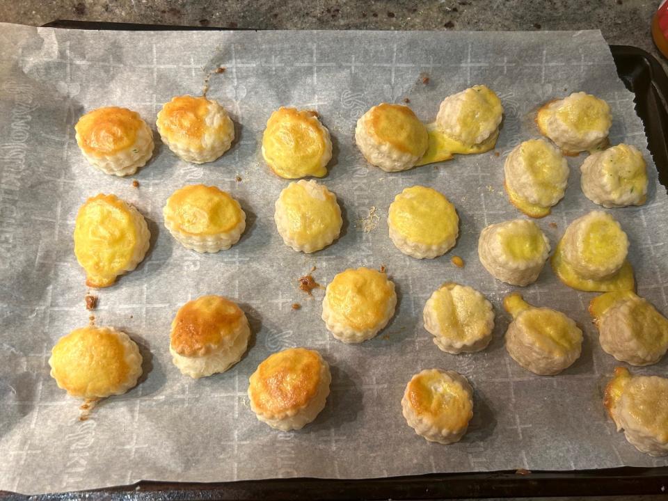 Baked croutons for Ina Garten's chicken pot pie soup