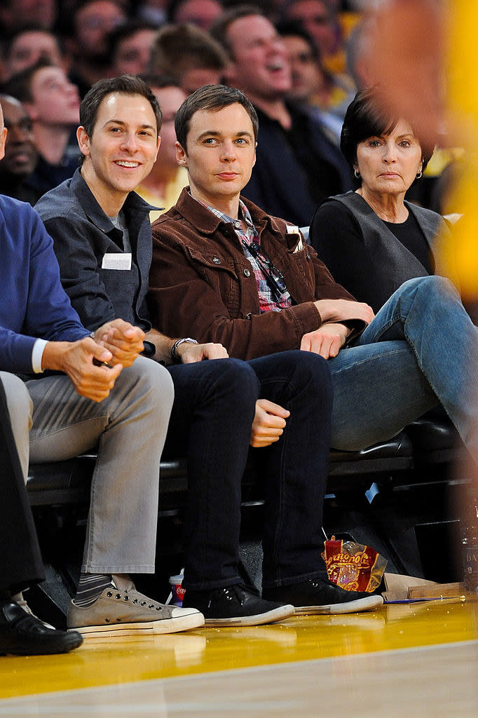 Jim Parsons with his partner at a game