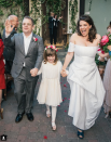 <p>“True happiness. Forever and always. The Oswalts,” the actress captioned this beautiful wedding photo with new husband, Patton Oswalt, and his daughter, Alice, 8. The pair married on Saturday at Jim Henson Studios in Los Angeles. Actress Martha Plimpton served as officiant, as the pair, who got engaged in July, said “I do.” (Photo: <a rel="nofollow noopener" href="https://www.instagram.com/p/BbHrWbojfMP/?taken-by=meredithsalenger" target="_blank" data-ylk="slk:Meredith Salenger via Instagram;elm:context_link;itc:0;sec:content-canvas" class="link ">Meredith Salenger via Instagram</a>) </p>