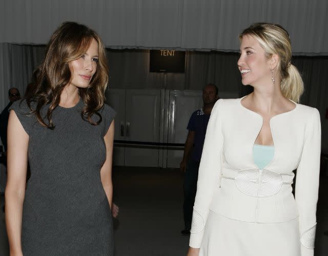 Melania Trump and Ivanka Trump during Olympus Fashion Week Spring 2007 – Seen at Bryant Park – Day 3 at Bryant Park in New York City, New York, United States. (Photo by John Parra/WireImage)