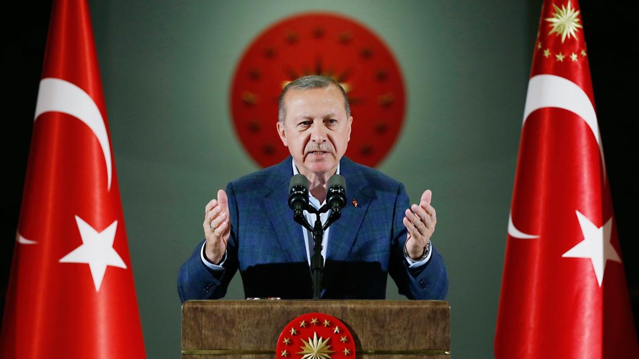 Präsident Erdogan am 19. Mai im Präsidentenpalast in Ankara. Die türkische Lira ist wieder auf Talfahrt gegangen. Foto: Pool Presdential Press Service/AP