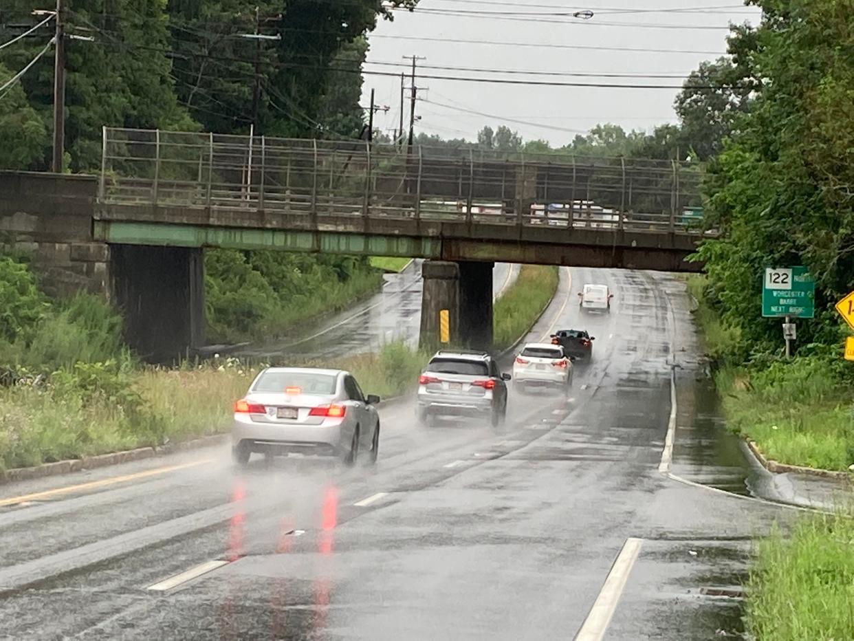 Flooding July 16 at the Route 20 underpass at Grafton Street in Worcester.