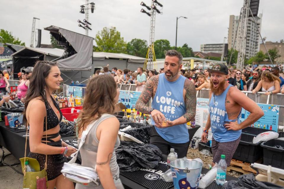 Lovin’ Life Music Fest staff in the VIP concessions area in Charlotte, NC on May 3, 2024.