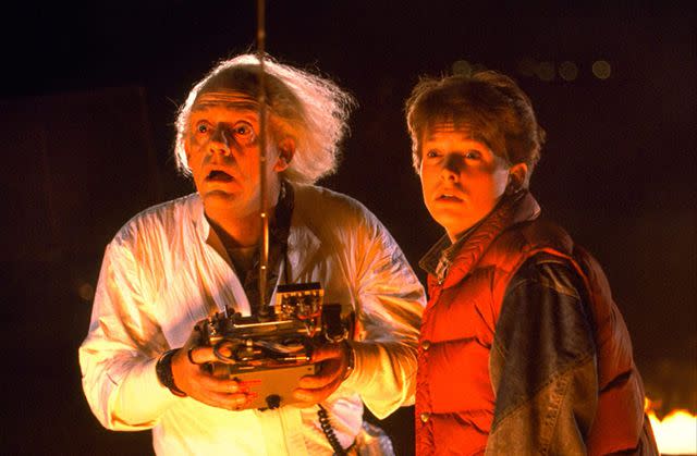 <p>Universal Studios</p> Christopher Lloyd and Michael J. Fox in 'Back to the Future'