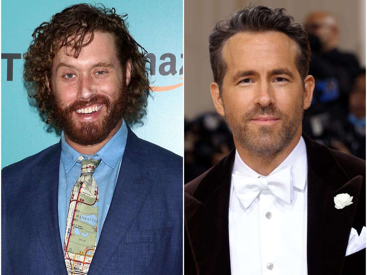 Split image of T.J. Miller and Ryan Reynolds