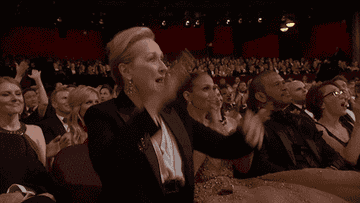 Celebrities clapping and cheering