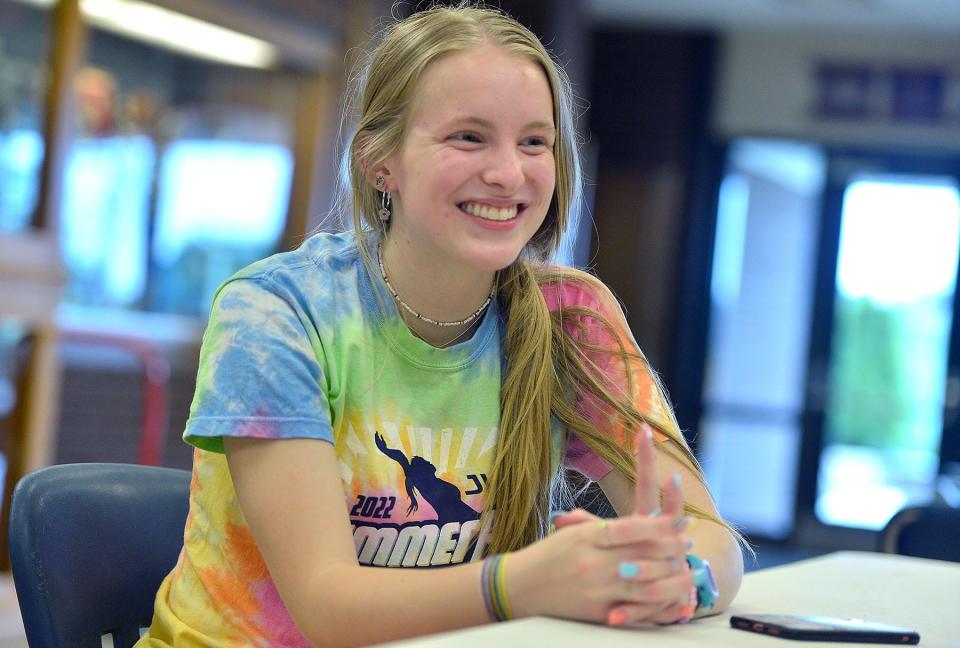 Clear Spring High School sophomore Emerson Moats, 15, talks about her summer plans during the last day of the school year Tuesday.