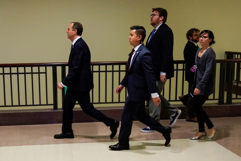 U.S. House of Representatives Intelligence Committee Chairman Adam Schiff (D-CA) walks inside the Capitol Visitor Center in Washington