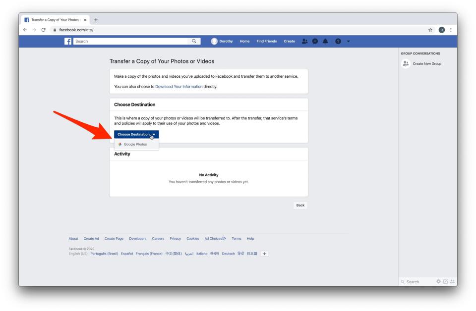 facebook google photos data transfer project 3