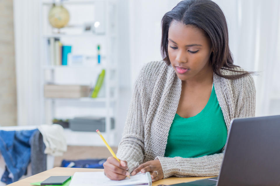 student doing homework