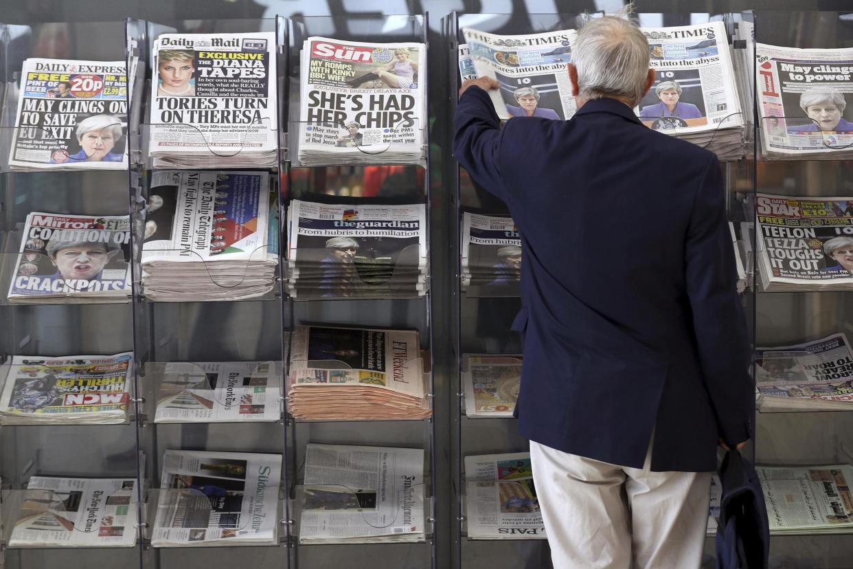 Newspaper stand: Theresa May had a rough ride in the press: AP