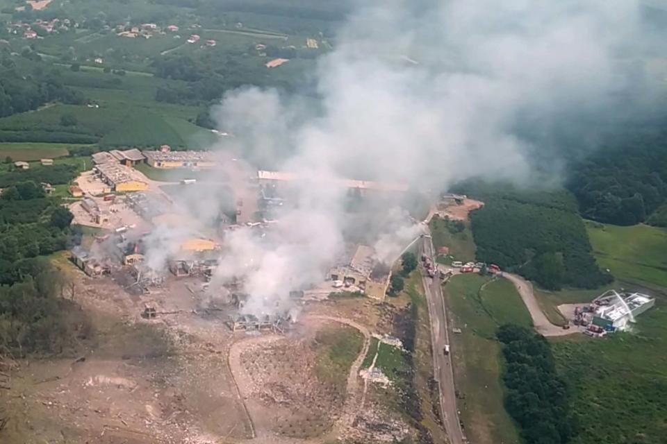 An aerial view of the firework factory from the helicopter of Turkish Interior Minister Suleyman Soylu (via REUTERS)
