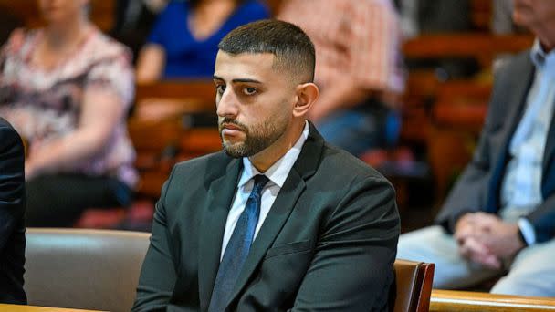 PHOTO: Nauman Hussain, who ran the limousine company involved in the 2018 crash that killed 20 people, appears in court during a new trial in Schoharie, N.Y. , May 8, 2023. (Hans Pennink/ZUMA Press)