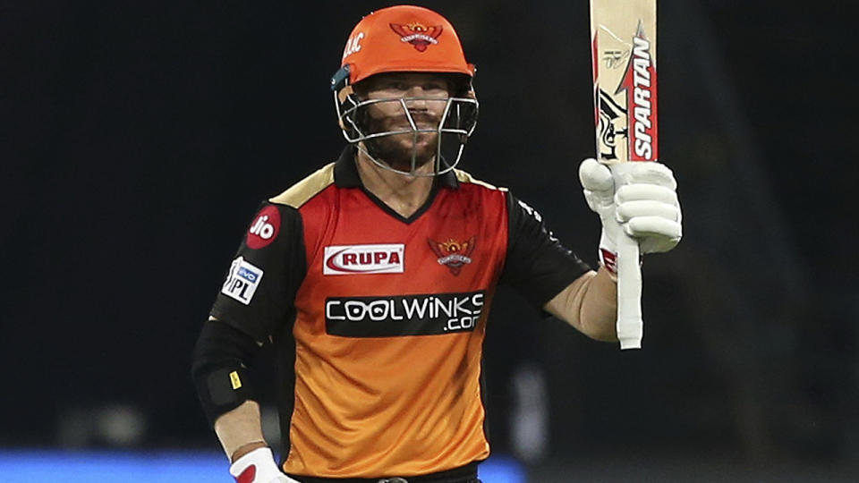 David Warner, pictured here in action for Sunrisers Hyderabad in 2019.