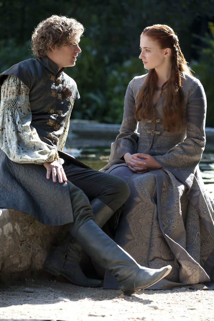 Finn Jones and Sophie Turner in the "Game of Thrones" Season 3 episode, "The Climb."