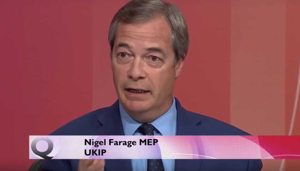 UKIP MEP Nigel Farage has appeared on Question Time on 32 times