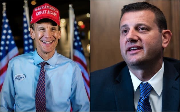Chris Mathys, left, has attacked Republican Rep. David Valadao for voting to impeach then-President Donald Trump. (Photo: Getty Images/Facebook)