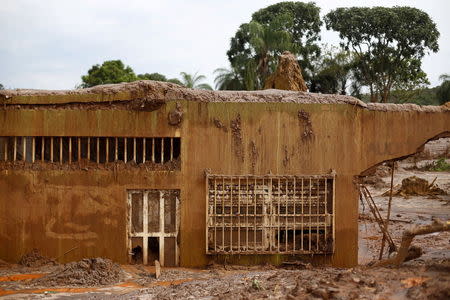 The window of a damaged house is pictured in Bento Rodrigues district after a dam, owned by Vale SA and BHP Billiton Ltd burst, in Mariana, Brazil, November 9, 2015. REUTERS/Ricardo Moraes