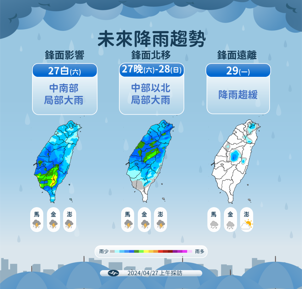 <strong>未來降雨趨勢。（圖／氣象署提供）</strong>