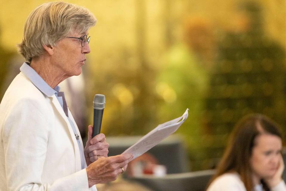 Rep. Marcia Morey speaks during debate on sports betting on Wednesday, June 22, 2022 at the General Assembly in Raleigh, N.C.