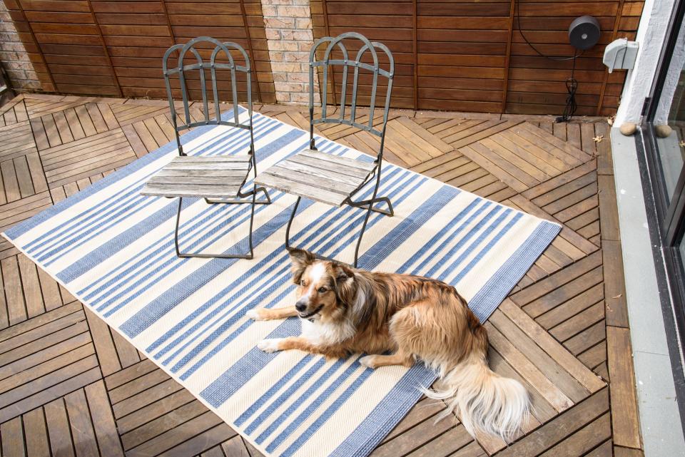 3) Courtyard Collection Stripe Indoor/Outdoor Rug