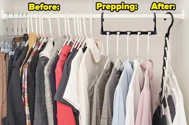 These drop-down hangers are a smart way to tackle your unorganised wardrobe.