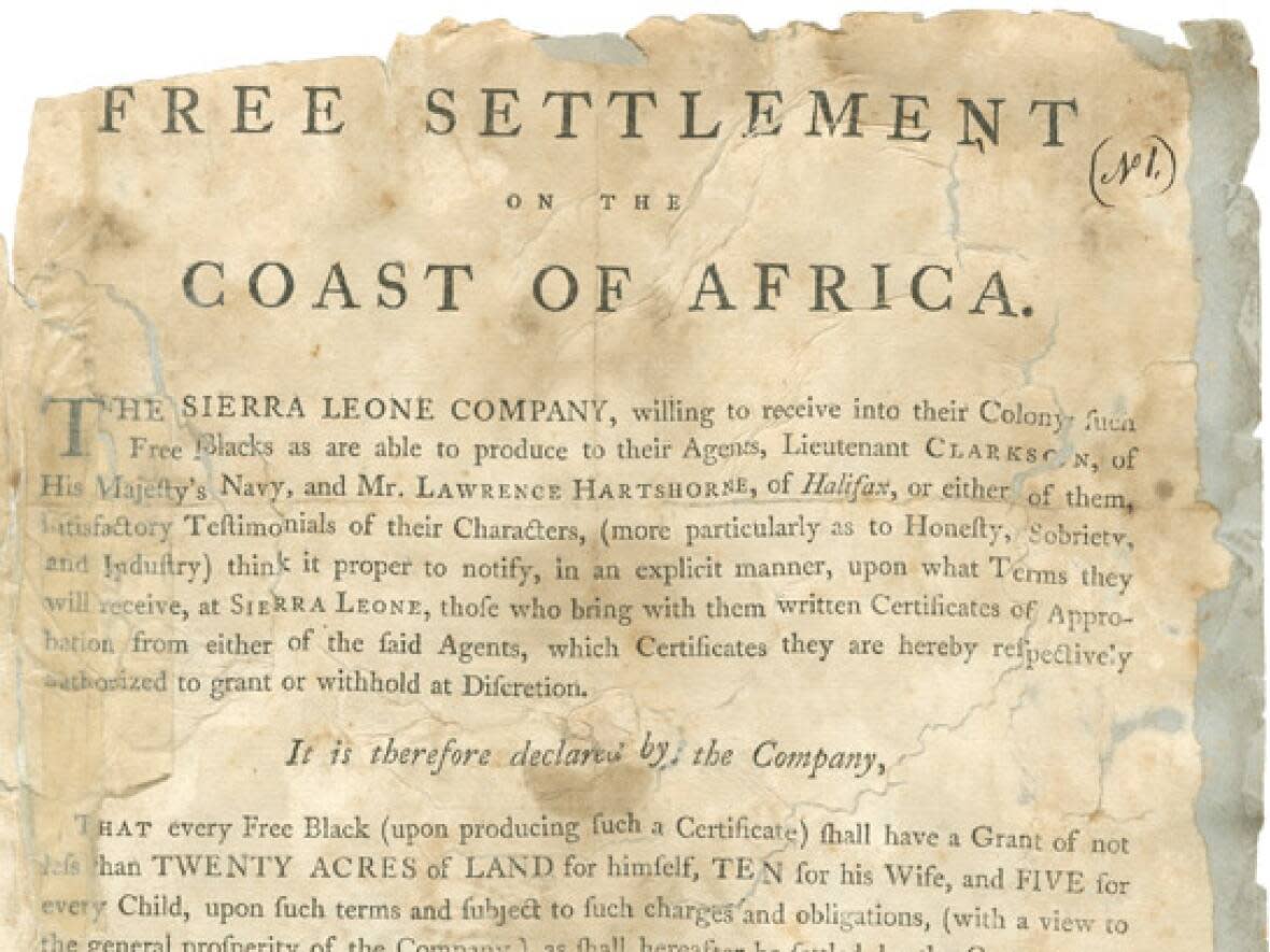On Jan. 15, 1792, 15 ships carrying 1,196 Black loyalists left Halifax for Sierra Leone.  (Nova Scotia Archives - image credit)