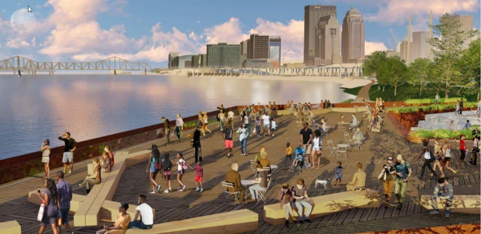 A concept rendering of the observation pier at Waterfront Park on the Ohio River in West Louisville.